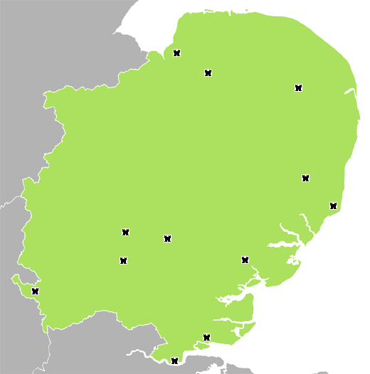 Map of Eastern England