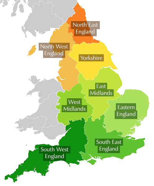 Map of English regions
