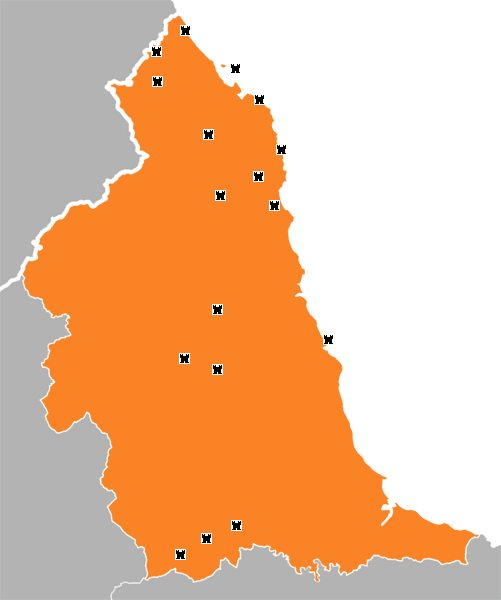 Map of North East England