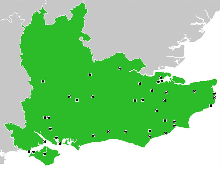 Map of South East England