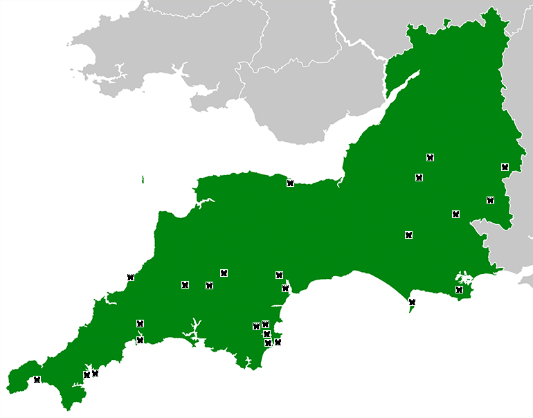 Map of South West England